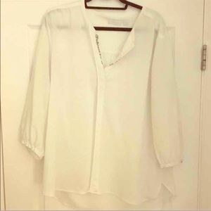 New York & Company Soft white sheer blouse